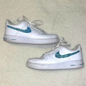 Nike Air Force One With Light Blue/Blue Swarovski crystals